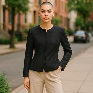 Ann Taylor Loft Black and Purple Classic Style Blazer Size Medium